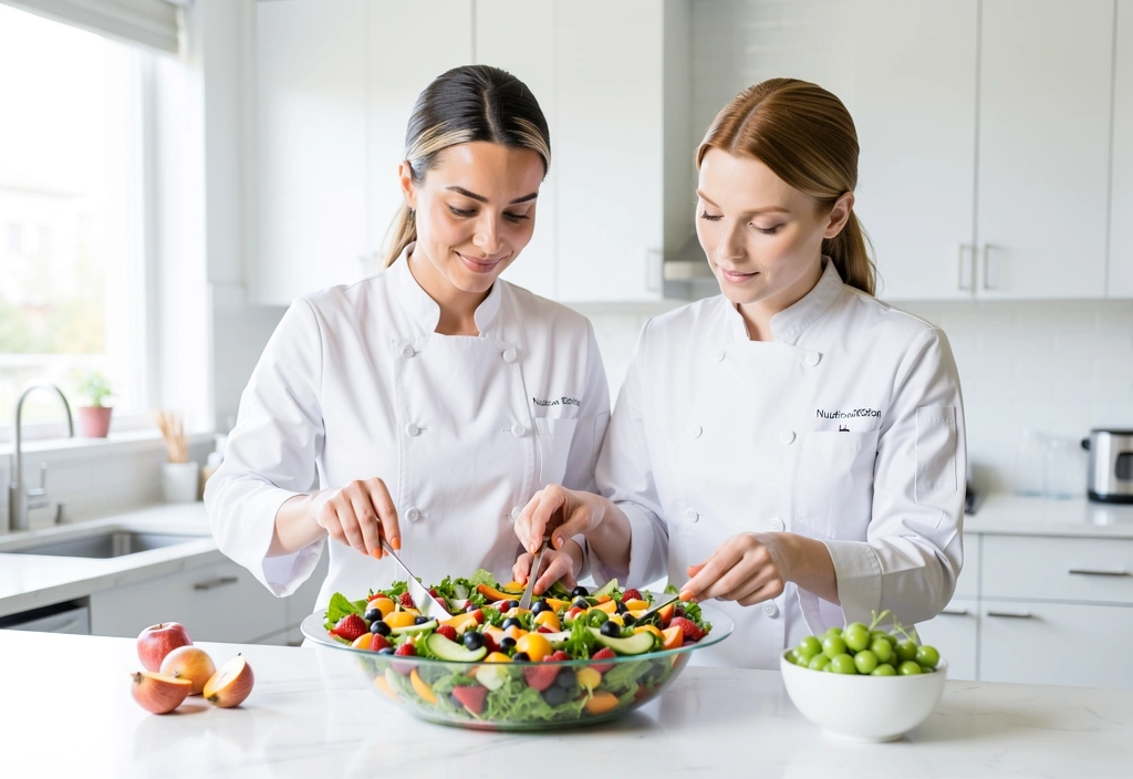 Equipo de NutriEspacio preparando vegetales frescos